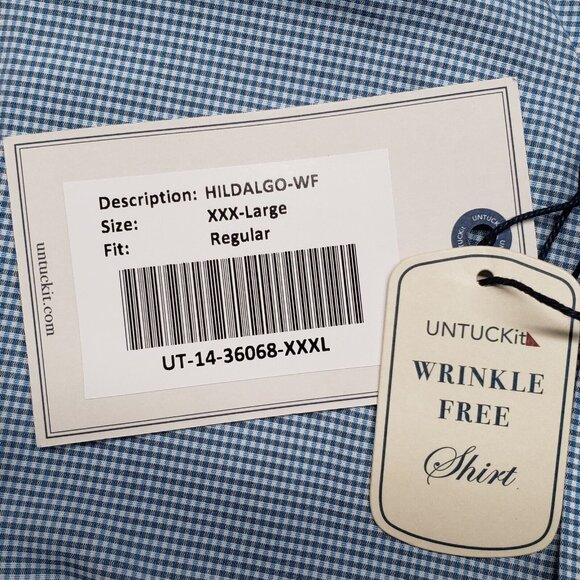 UNTUCKit Hildalgo WF Shirt Mens 3XL Blue Check Long Sleeve Button Up Cotton New - Picture 5 of 10